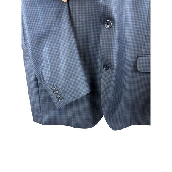 Coppley 1883 Men's Blazer 100% Wool Blue Black Check Two Button Lined Size 46 - Picture 3 of 11